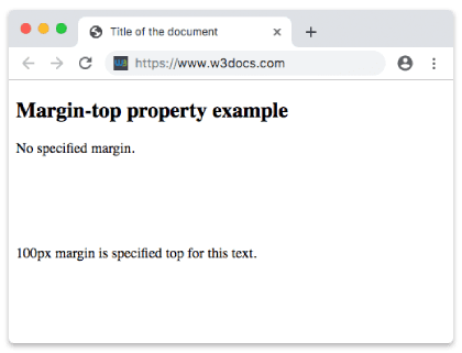Beispiel der CSS-Eigenschaft margin-top mit 100px Abstand oberhalb eines Absatzes