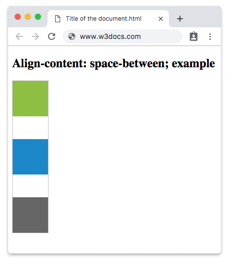 CSS align-content Eigenschaft mit dem Wert space-between
