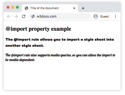 Zwei Absätze mit Google Fonts, die über die CSS-@import-Regel eingebunden wurden