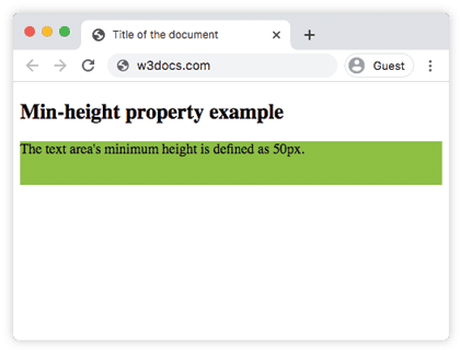 Ausgabe des CSS min-height Eigenschaft Beispiels
