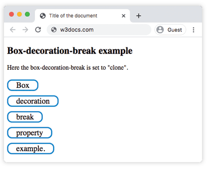 CSS box-decoration-break Eigenschaft mit dem Wert clone