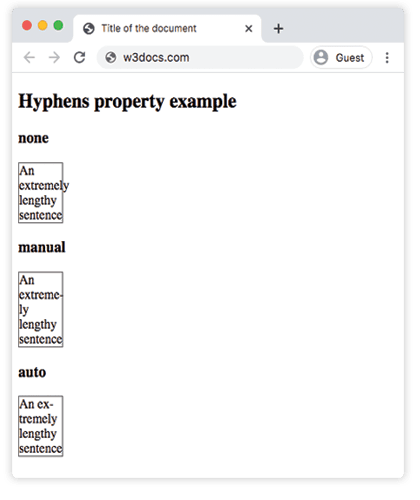 CSS hyphens-Eigenschaft