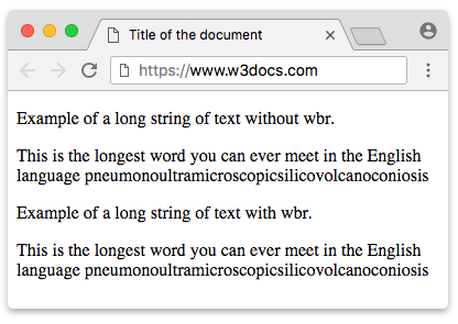 Beispiel für das wbr-Tag