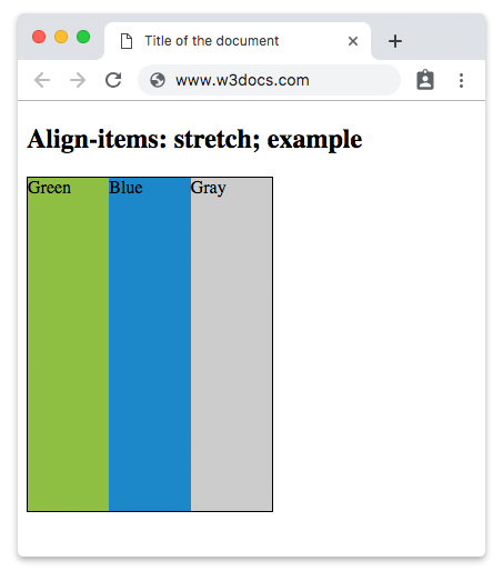 CSS align-items-Eigenschaft mit dem Wert stretch