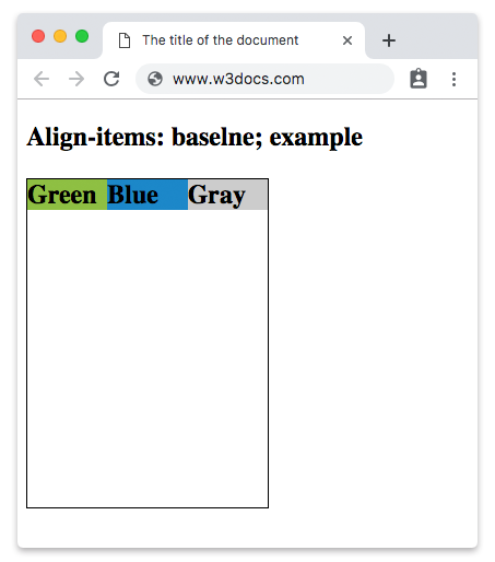 CSS align-items-Eigenschaft mit dem Wert baseline