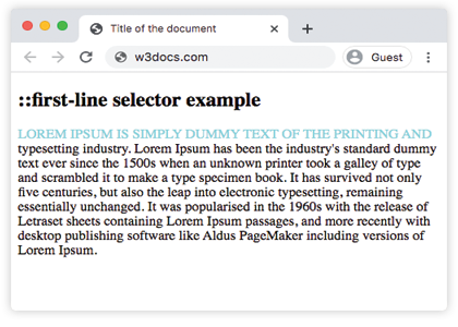 CSS ::first-line-Eigenschaft