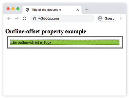 CSS outline-offset values list
