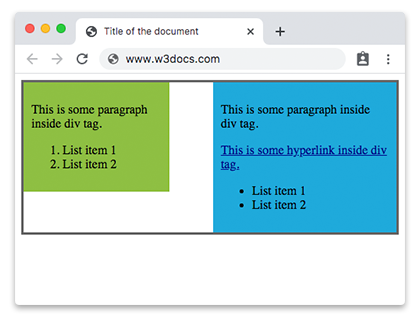 Beispiel für div-Tag mit CSS-Float-Eigenschaft