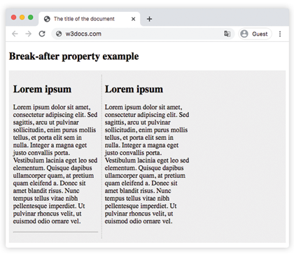Werte der CSS break-before-Eigenschaft