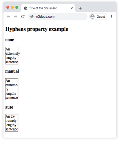 CSS-Eigenschaft: hyphens