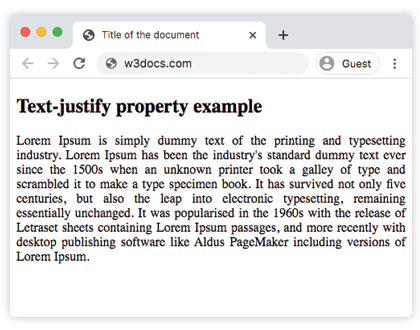 CSS text-justify inter-word value